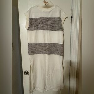 Elegant White and Gray Maxi Dress